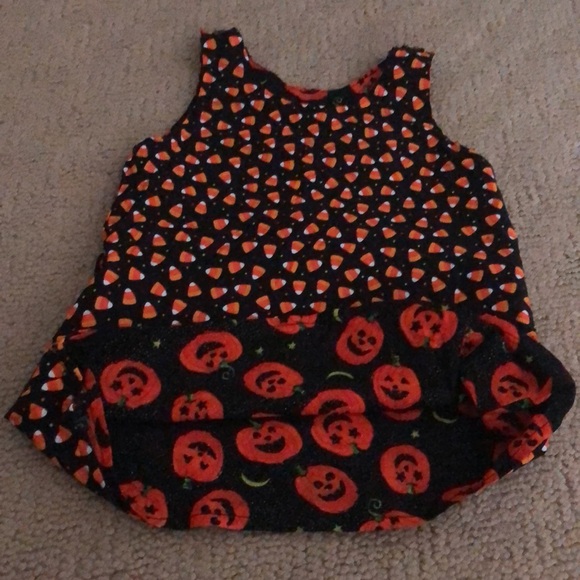 Candy Corn/ Pumpkin Halloween Girls Jumper Reversible dress - Picture 9 of 12